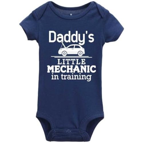 YCICIVDee Daddy's Little Mechanic In Training Infant Bodysuits Jumpsuit Rompers, 3 Months, 1-white
