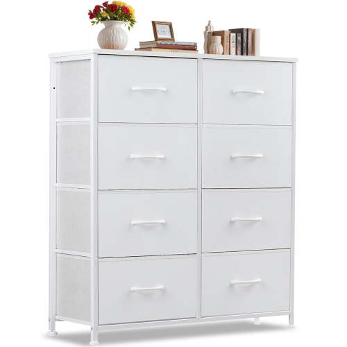 8-Drawer Dresser, Clothes Dresser Tower & Classification Storage for Bedroom, Living Room, White