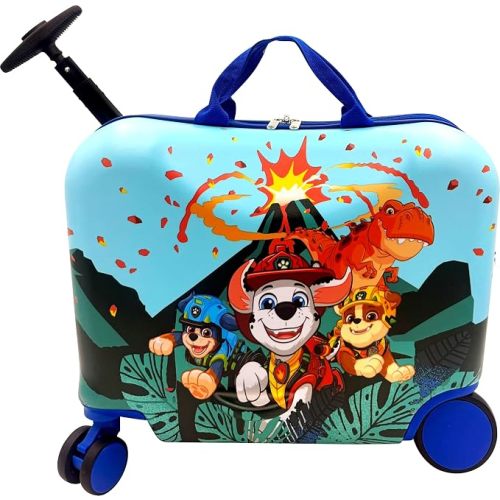 Fast Forward Paw Patrol 2-in-1 Kids 18" Suitcase & Ride-On Luggage - Lightweight Tow-Along Toddler Luggage with Wheels