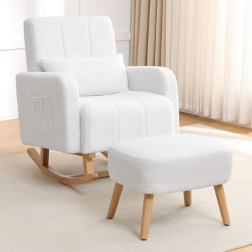 George Oliver Upholstered Teddy Rocking Chair And Ottoman Ensemble | Wayfair