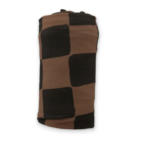 Checkerboard Bamboo Stretchy Swaddle – Soft & Breathable Newborn Baby Blanket by Ellie Sue