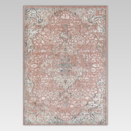 Hailey Pink Amaranth Vintage Rug - Elegant Boho Style Rug for Living Room, Cozy Pink Bedroom Decor, Plush Area Rug, 6'x6'