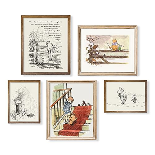 Winnie The Pooh Nursery Decor - Gifts for Winnie Fans Lover - Vintage Hundred Acre Wood Poster - Toddler Room Decor - You Are Braver Than You Think - Motivational Quotes for Kids - Little Boys Décor