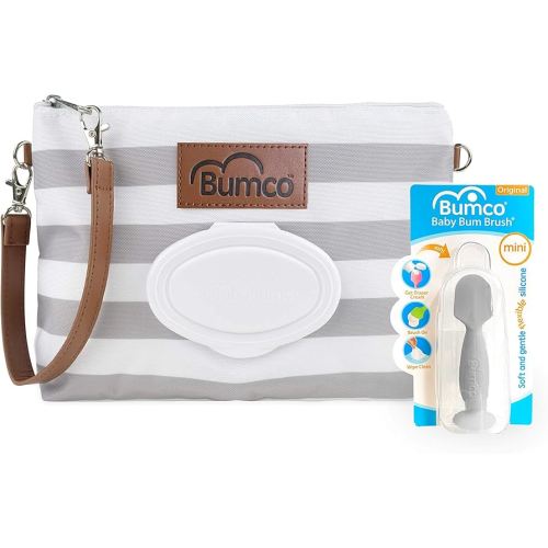 Bumco Diaper Clutch Bag and Mini Cream Spatula - Baby Travel Essentials, Small Bag with Wipes Dispenser, BPA-Free Butt Spatula, Mini Cream Applicator with Case