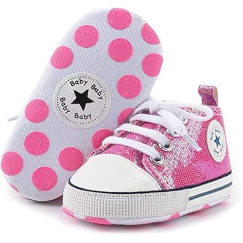 KIDSUN Tutoo Unisex Baby Boys Girls High Top Sneaker Soft Anti-Slip Sole Newborn Infant First Walkers Canvas Denim Shoes