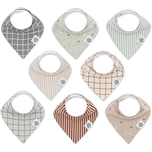 Parker Baby Bandana Drool Bibs – 8 Pack Baby Bibs for Boys, Girls, Unisex -"Clay"