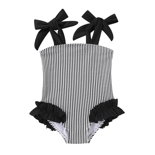 Happy Town Toddler Swimsuit Girl Solid Color Stripe One-Piece Baby Bathing Suits