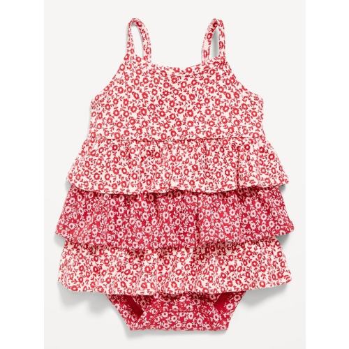 Printed Ribbed Tiered Bodysuit Dress for Baby