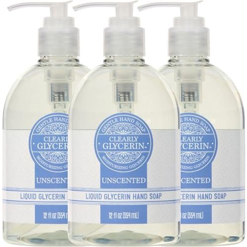 Clearly Glycerin Liquid Hand Soap, Unscented, 12 fl oz, 3 Pack