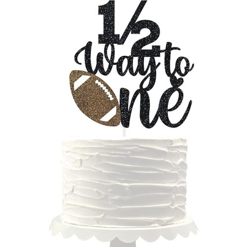 Football 1/2 Way to One Cake Topper half birthday decoration baby boys girls 6 month birthday party supplies