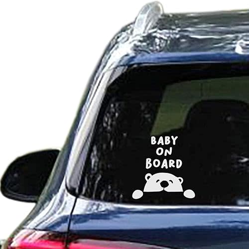 Baby On Board | Bébé à Bord Die Cut Water Proof Handmade Vinyl Decal Stickers for Cars SUV Trucks (English, White)