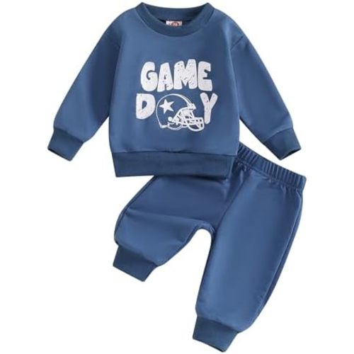 ZyHwShine Toddler Baby Boy Football Outfit On Sundays We Watch Football with Daddy Sweatshirt Top Pants Infant Fall Clothes