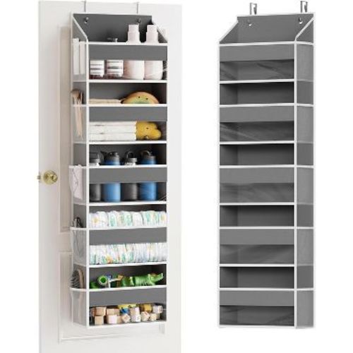 SpaceAid Over the Door Organizer – 5 Pocket Hanging Storage with Mesh Sides and Clear Windows