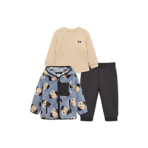 Puppy High Pile Fleece Jacket, T-Shirt & Joggers Set