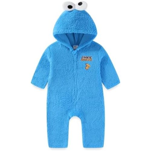 Sesame Street Cookie Monster Boys Cosplay Hooded Coverall with 3D Eyes for Infant and Toddler