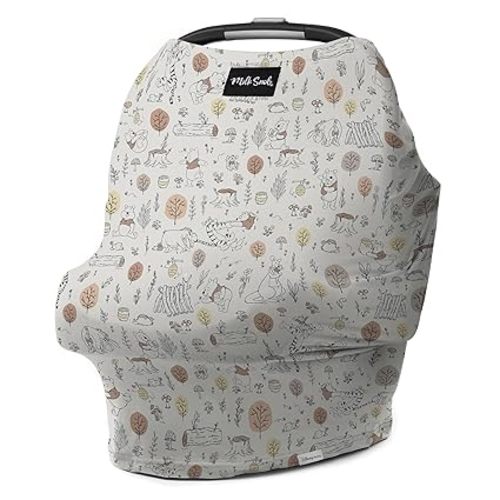 Milk Snob Original Disney 5-in-1 Cover, Winnie The Pooh Baby Bee, Added Privacy for Breastfeeding, Baby Car Seat, Stroller, High Chair, Shopping Cart, Lounger Canopy - Newborn Essentials, Nursing Top