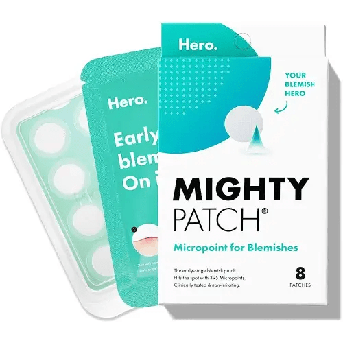 Hero Cosmetics Mighty Patch Micropoint™ for Blemishes - Hydrocolloid Acne Spot Treatment Patch for Early Stage Zits and Hidden Pimples, 395 Proprietary Micropoints (8 Count)
