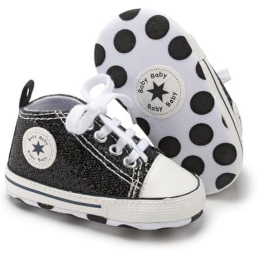 Unisex Baby Girls Boys Canvas High-top Shoes, Newborn Infant Anti-Slip Soft Sole Frist Walking Breathable Sneakers
