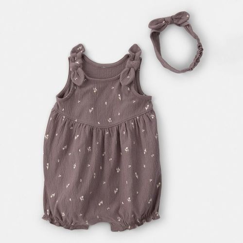 Baby Girl Carter's 2-Piece Floral Sleeveless Romper & Headband Set