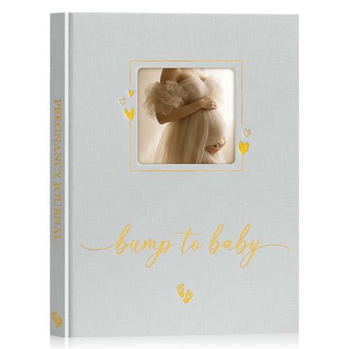 Lanpn My Pregnancy Journal Memory Book for First Time Mom, 156 Page Pregnant Announcement Must Have Planner, Pregnancy Tracking Diary Scrapbook Keepsake Gift for Mom to Be Expecting New Parent Grey