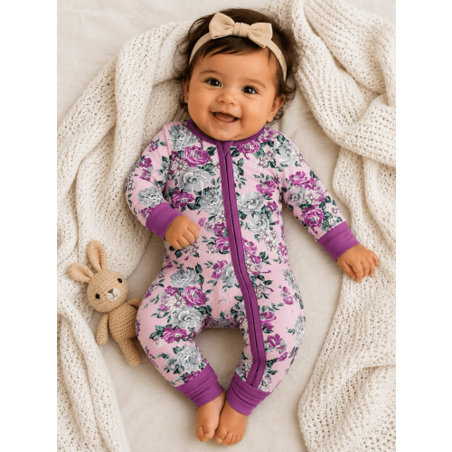 2-Way Zip Romper, Blissful Blossoms