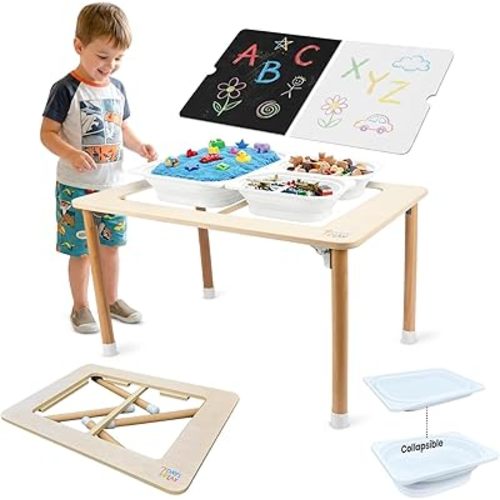 7 Days of Play Sensory Play Activity Table with Foldable Legs, Storage Bins, and Lid – Sensory Table for Toddlers & Kids | Great Gift for Birthdays, Christmas Sensory Table for Toddlers 1-3