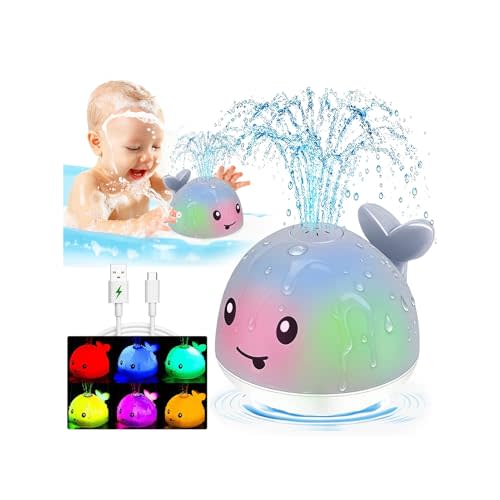 Bath Toys for Kids Ages 1-3 - Christmas Stocking Stuffers for Toddlers - 1 Year Old Girl Boy Gifts 1st First Birthday Gifts - Light Up Whale Sprinkler Bathtub Water Pool Toys for Babies 6-12-18 Months