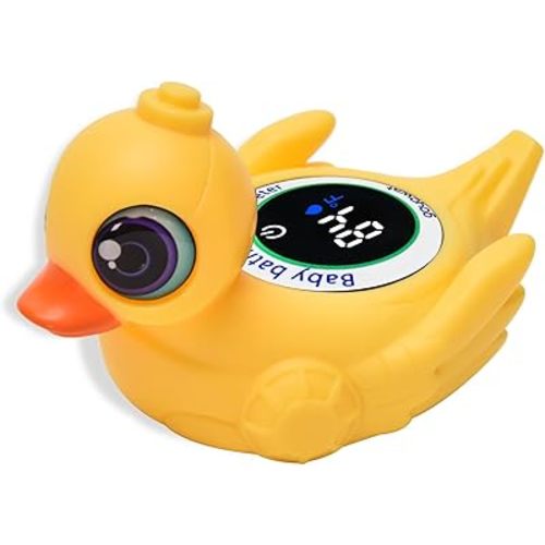 Baby Bath Thermometer with LED Display, Floating Duck Toy – 2-in-1 Water Safety Sensor for Infants, Color-Coded Alerts (Hot/Cold), Bath Tub Temperature Monitor, Cute Floating Bath Toy