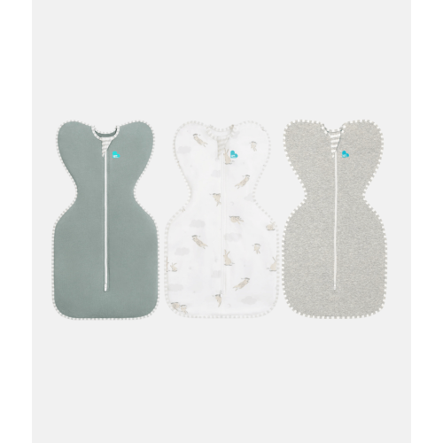 Swaddle Up™ Starter Bundle 1.0 TOG Deep Olive Cloud Bunnies Grey