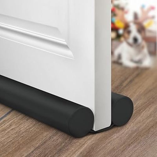 Holikme Two-Sided Door Draft Stopper, Weather Stripping Draft Stopper for Bottom of Door Window Breeze Blocker Adjustable Door Sweeps, Black