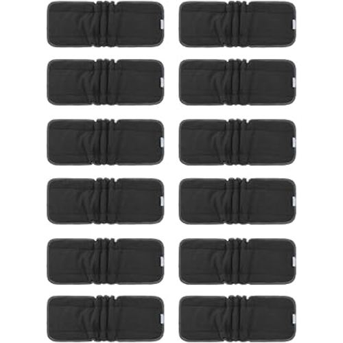 Babygoal Baby Reusable Charcoal Inserts with Double Gussets 12 Pack, 5-Layer Liners for Meduim Cloth Diapers Nappies and Diaper Covers, 12FLN-B