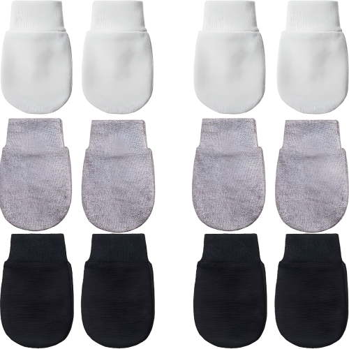 TELOLY 6 Pairs Newborn Baby Mittens No Scratch Gloves Infant Toddler Anti Scratch Essentials Unisex Cotton for 0-6 Months Boys Girls