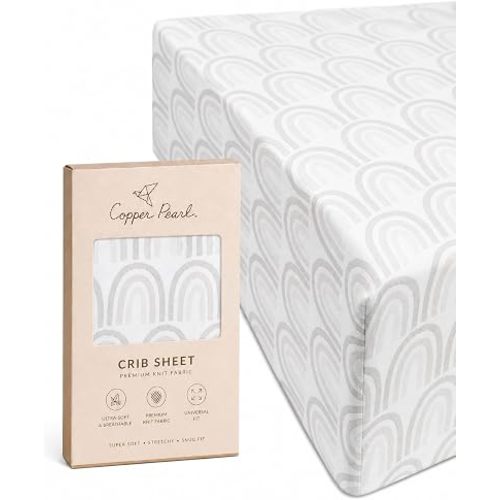 Premium Knit Baby Crib Sheets for Boys and Girls by Copper Pearl: Breathable and Soft, Fitted Crib Sheets for Standard Baby Mattresses, Crib Sheet for Registry or Shower Gift, Bliss