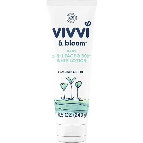 VIVVI & BLOOM 2-in-1 Baby Lotion, Face and Body, for Delicate & Sensitive Baby Skin, Hypoallergenic Lotion, Fragrance Free, 8.5 oz (Pack of 1)