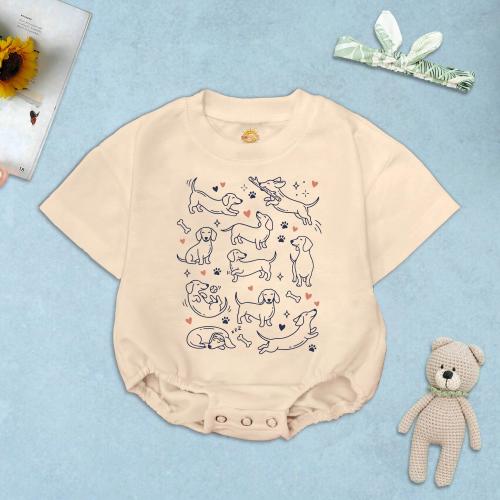 Retro Dachshund Baby Outfit, Less Meanies More Weenies Toddler Shirt, Dachshund Lover Gift For Kids, Puppy Dog, Mother's Day Gift