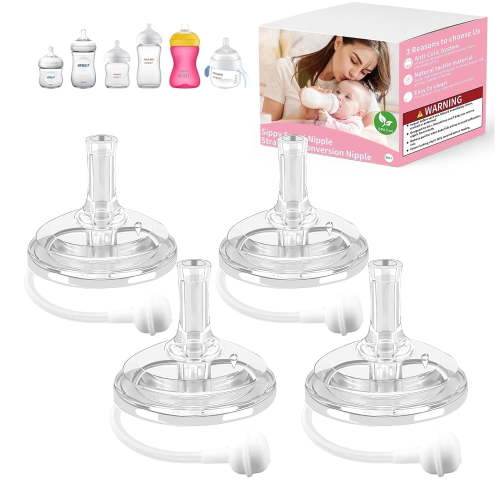 Sippy Nipple Compatible with Philips Avent Natural Baby Bottles,Straw Cup Nipple, Soft 100% Silicone Sippy Cup Nipple,Variable Flow,BPA-Free,6m+ (Straw Cup Nipple)