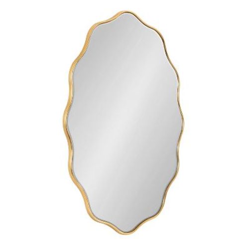 Kate & Laurel All Things Decor 24"x34" Viona Oval Scalloped Mirror Gold: Luxury Glam Style, No Assembly, Wall Mounted