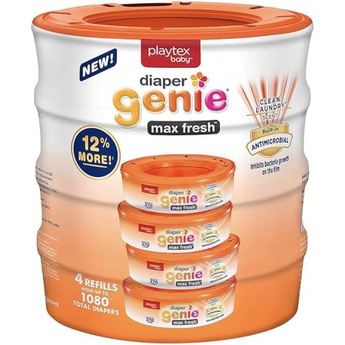 Diaper Genie Bags Refills, Clean Laundry Scent, with Max Odor Lock, 270 Count (21 FT) - 4 Pack