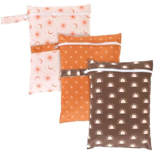 3Pcs Wet Dry Bags Storage Bag, Wet Dry Bag for Baby Cloth Diapers &Breast Pump Parts, Waterproof Reusable Wet Bag, Zipper Closure Wet Bags with Handle, Portable Bags for Swimsuits Beach Pool (C)