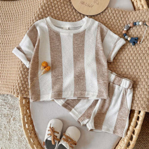 Striped Shorts Sand Set | RYAN AND REMI