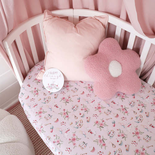 Alice’s Tea Party Organic Fitted Cot Sheet | Snuggle Hunny