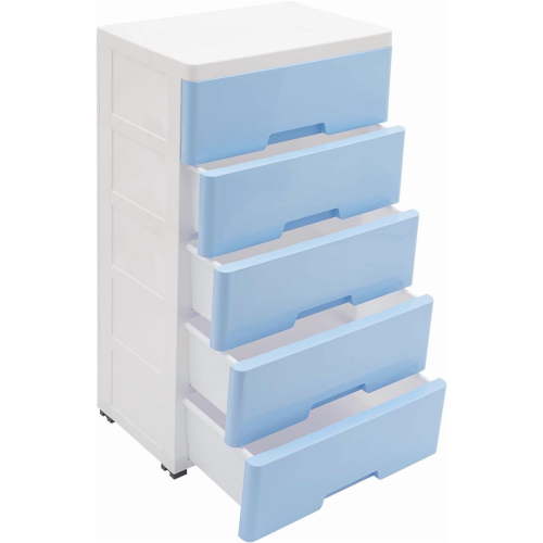 Tall Dresser Organizer, 5 Drawers Storage Cabinet Plastic Drawers Dresser Closet Drawers Tall Storage Tower for Closet, Dorm, Dresser Organizer Portable Storage Tools for Bedrooms Kitchens (Blue)