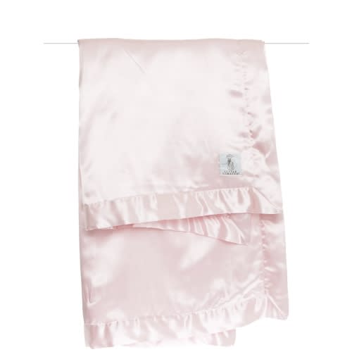 Little Giraffe Chenille Satin Baby Blanket 35" x 45", Pink
