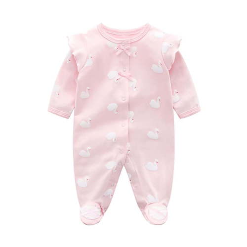 THDHVS Baby Girl Outfits,Newborn Girl Clothes,Girls Scratch-Free Tag Footie Strawberry Print Sleeper Newborn Clothes Jumpsuit Pink 9-12 Months