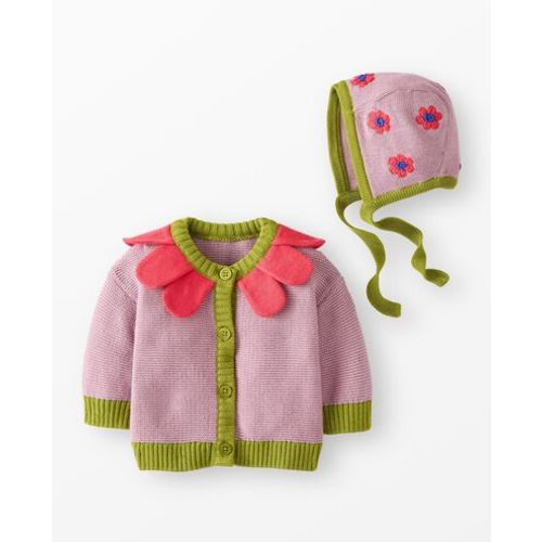 Baby Flower Cardigan & Hat Set