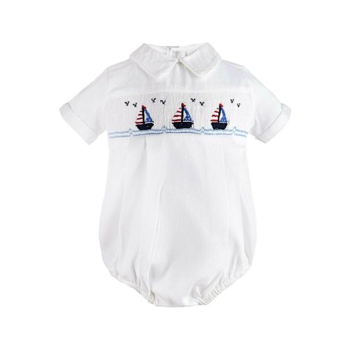 White Freedom Boats Baby Boy Bubble Romper – Carriage Boutique