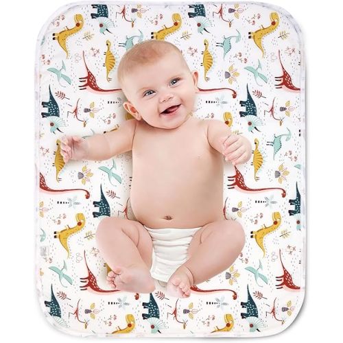 Diaper Changing Pads for Baby, Dinosaur Change Mat, 3Layers Waterproof Change Pad Foldable Absorbent Mats for Women, Reusable Incontinence Underpads for Patient 24''x30''