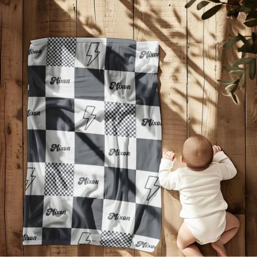 Checkered baby blanket Custom checkered blanket for baby fleece blanket custom name blanket checkered boy baby shower gift boy toddler gift