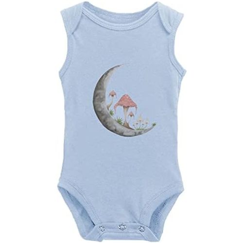 Mushroom Moon Baby Bodysuit -Newborn Infant Baby Bodysuit Long Sleeve 0-24 Months White