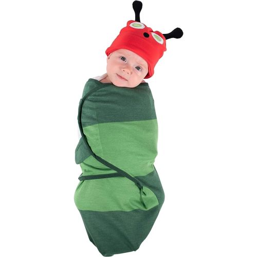 Cuddle Club Baby Swaddle | 100% Cotton Adjustable Hook-and-Loop Fastener Newborn Blanket Wrap - with Novelty Hat Beanie